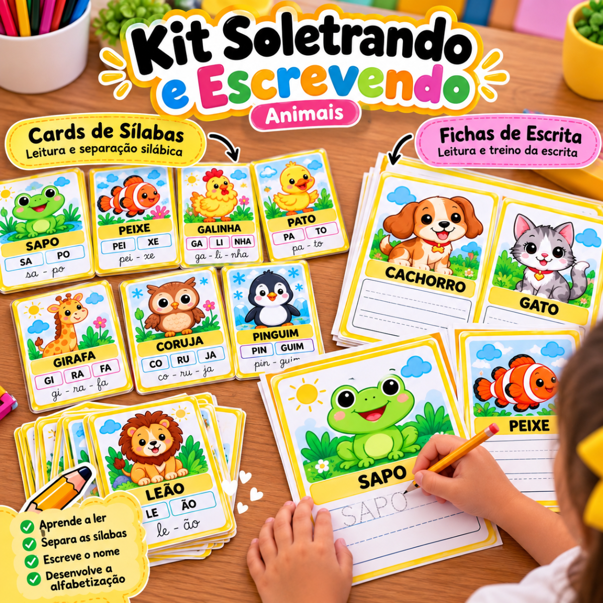 Atividades de Alfabetização Infantil | Kit Soletrando e Escrevendo – Leitura, Sílabas e Escrita de Palavras — amostra 4:…