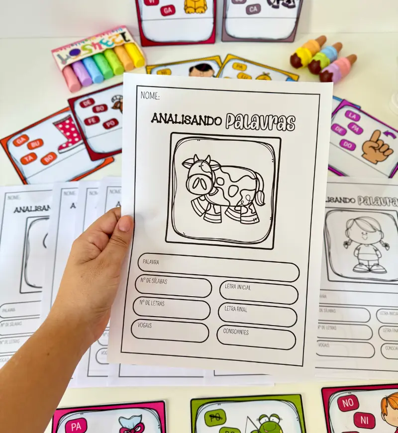 Atividades de alfabetização: Kit Analisando Palavras em PDF — amostra 6: Trabalhe sílabas, sons e escrita com o Kit…