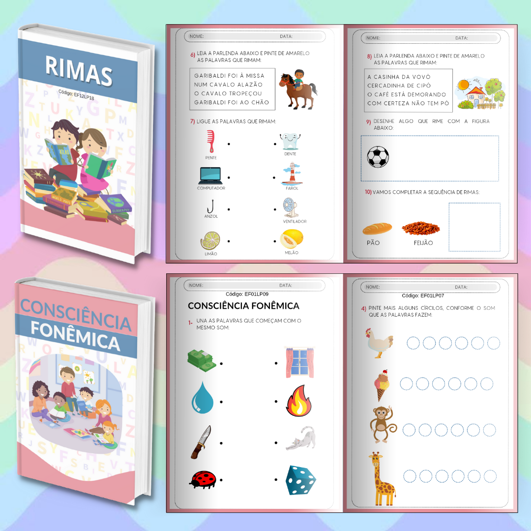 Atividades de Alfabetização: Kit Básico com 7 Cadernos — amostra 2: O que vem no material
