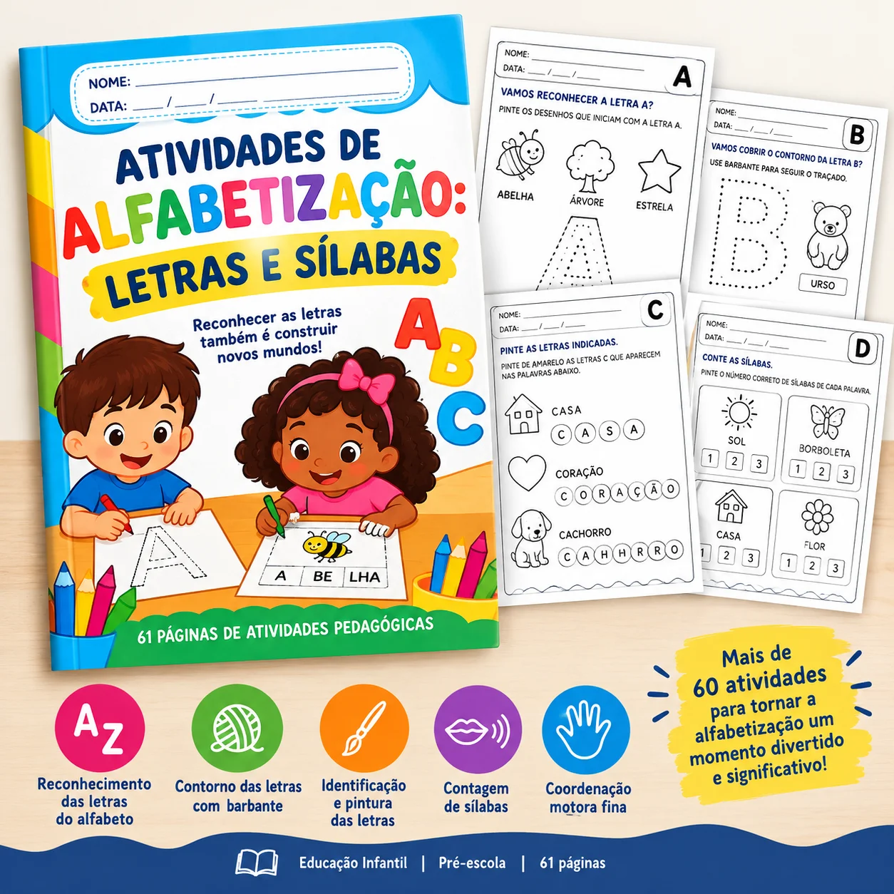 Atividades de Alfabetização: Letras e Sílabas — Alfabetização para Educação Infantil: Atividades de alfabetização para…