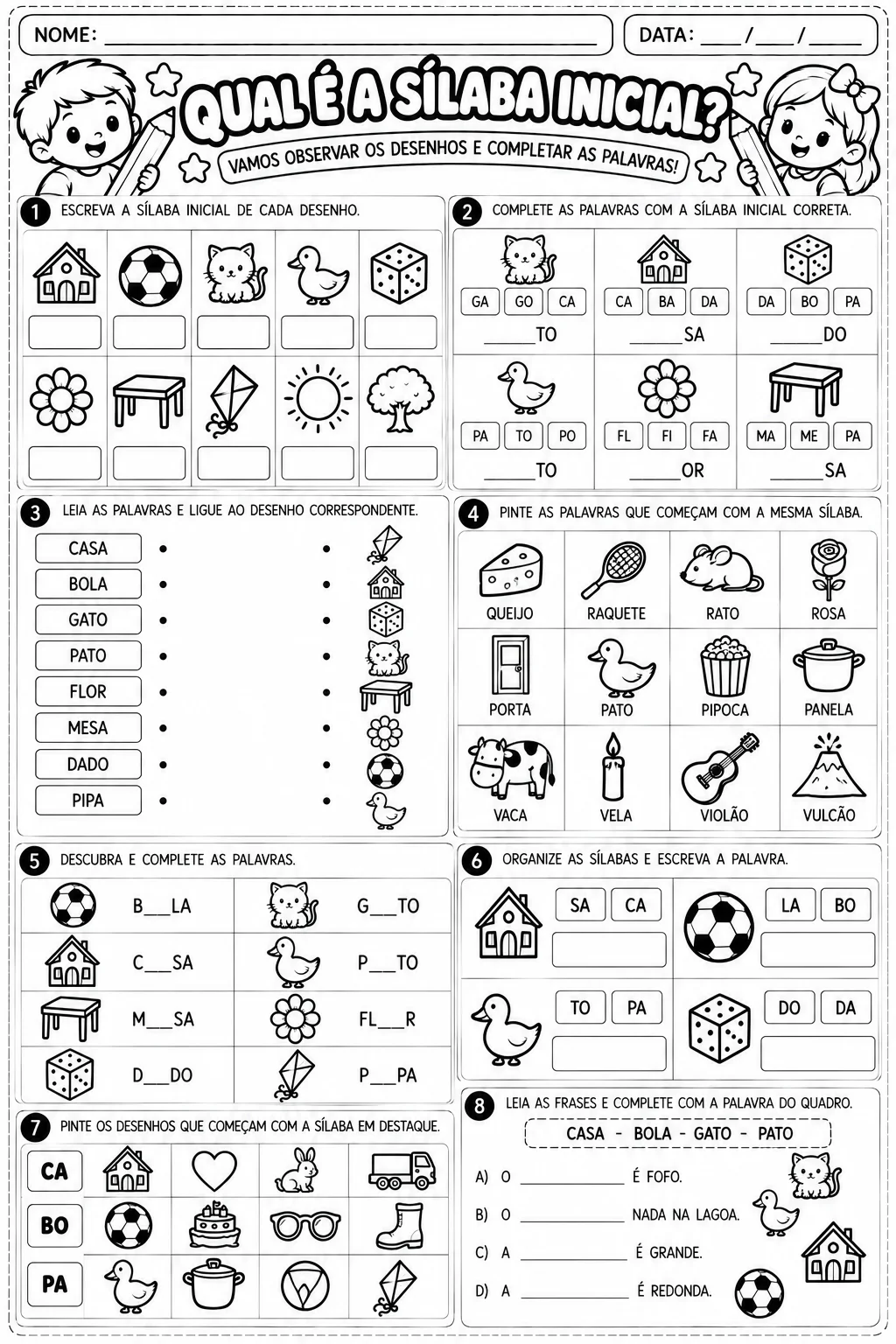 Atividades de Alfabetização – Letras, Sílabas e Palavras — amostra 2: 14 atividades de alfabetização para trabalhar letras,…