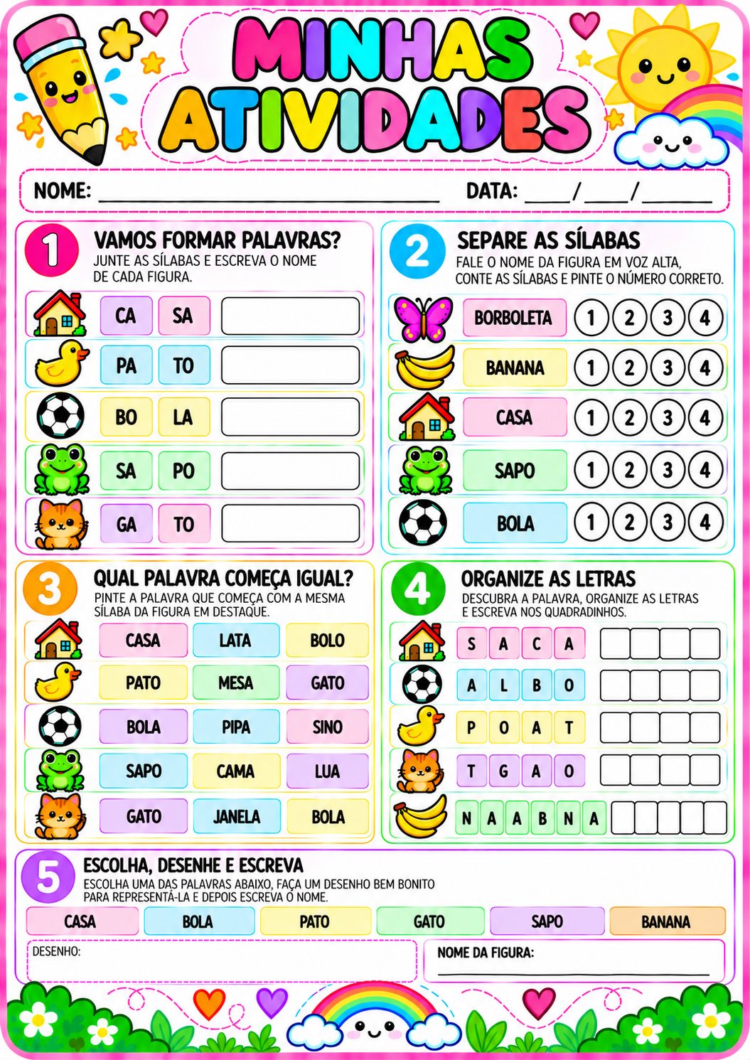 Atividades de Alfabetização para Educação Infantil e 1º Ano — amostra 1: atividades de alfabetização para Educação Infantil…