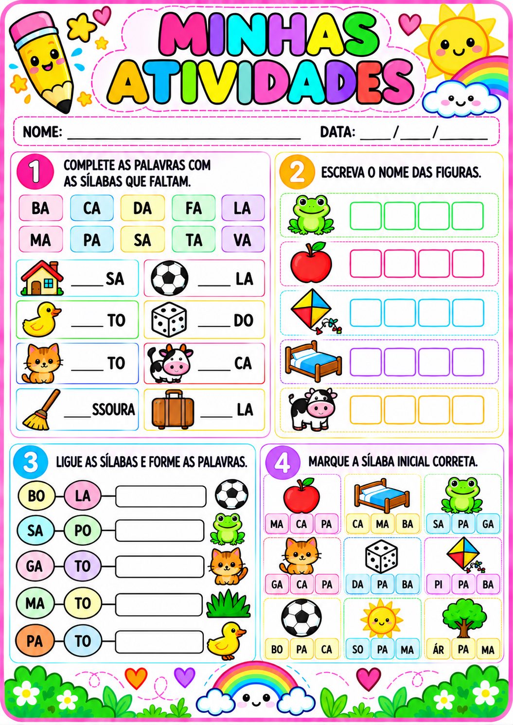 Atividades de Alfabetização para Educação Infantil e 1º Ano — amostra 3: atividades de alfabetização para Educação Infantil…