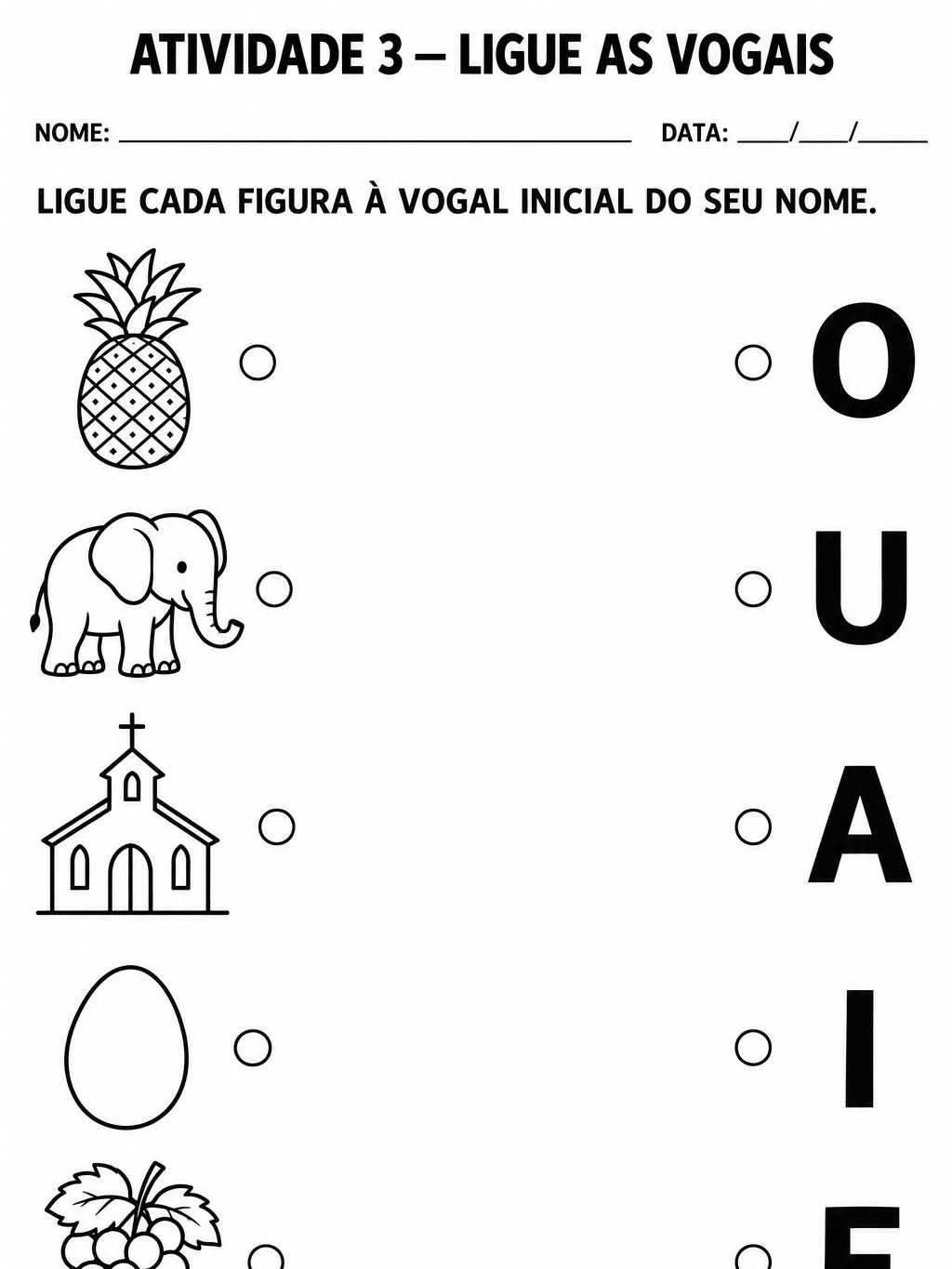 Atividades de Alfabetização: Vogais para Imprimir em PDF — amostra 3: 5 atividades com vogais para reconhecer letras,…