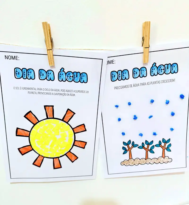 Atividades de Artes Dia da Água: PDF para Educação Infantil — amostra 5: Explore cores, texturas e criatividade com 9…