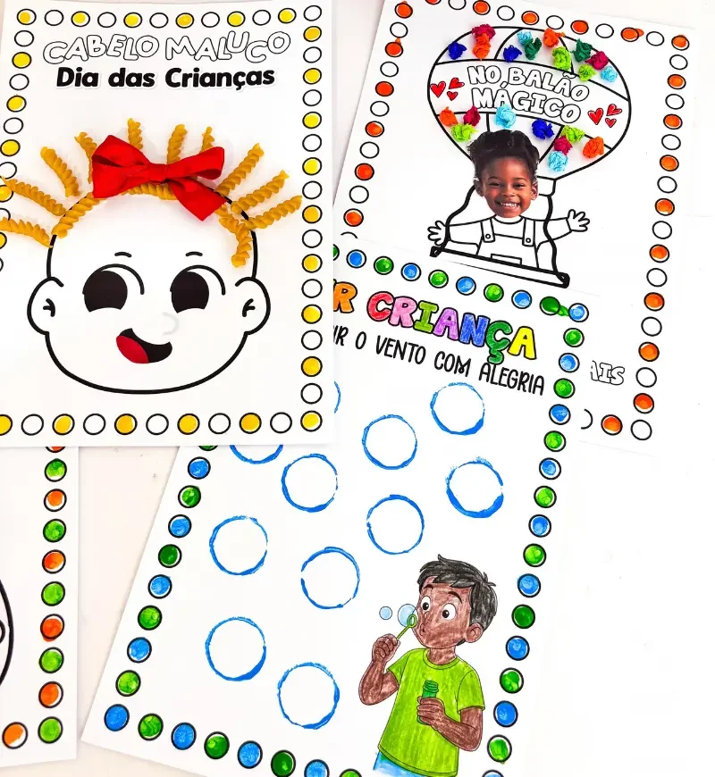 Atividades de Artes Dia das Crianças PDF Educação Infantil — amostra 2: O material apresenta propostas de artes para: