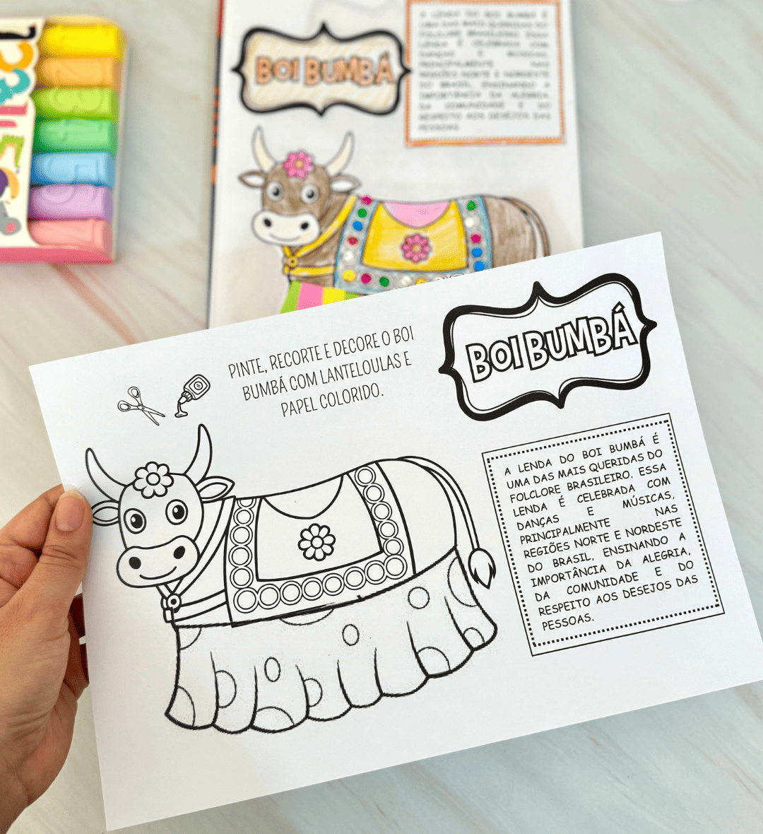 Atividades de Artes Folclore: 5 Modelos em PDF para Colorir — amostra 1: Atividades de Artes sobre o folclore brasileiro