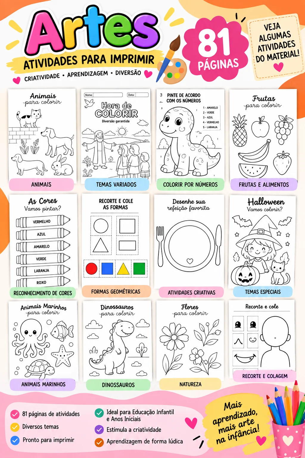 Atividades de Artes para Educação Infantil — capa do material