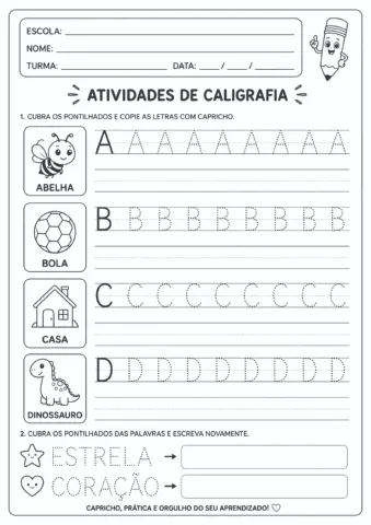Atividades de Caligrafia A ao Z: Coordenação Motora e Alfabetização — amostra 1: Desenvolva a escrita de forma divertida e…