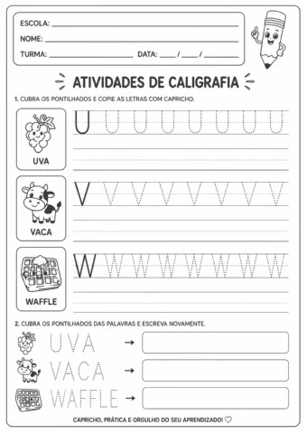 Atividades de Caligrafia A ao Z: Coordenação Motora e Alfabetização — amostra 2: Perfeito para o ENSINO INFANTIL E 1º E 2º…