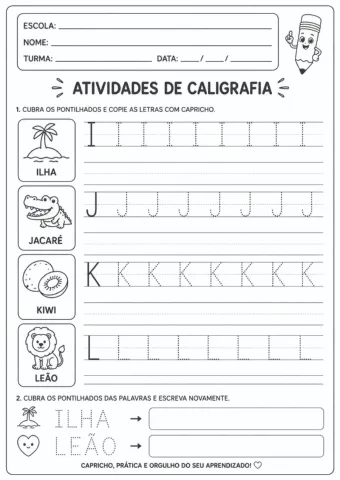 Atividades de Caligrafia A ao Z: Coordenação Motora e Alfabetização — amostra 4: Atividades de caligrafia do alfabeto…