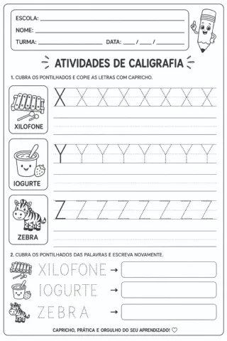 Atividades de Caligrafia A ao Z: Coordenação Motora e Alfabetização — amostra 5: Atividades de caligrafia do alfabeto…
