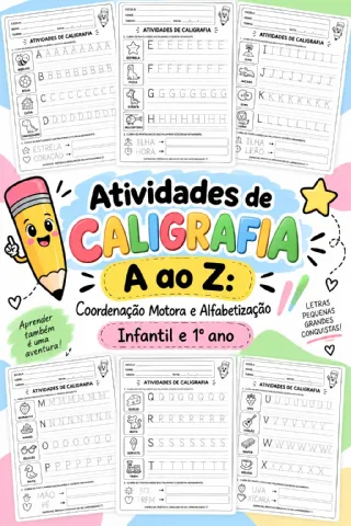 Atividades de Caligrafia A ao Z: Coordenação Motora e Alfabetização — capa do material