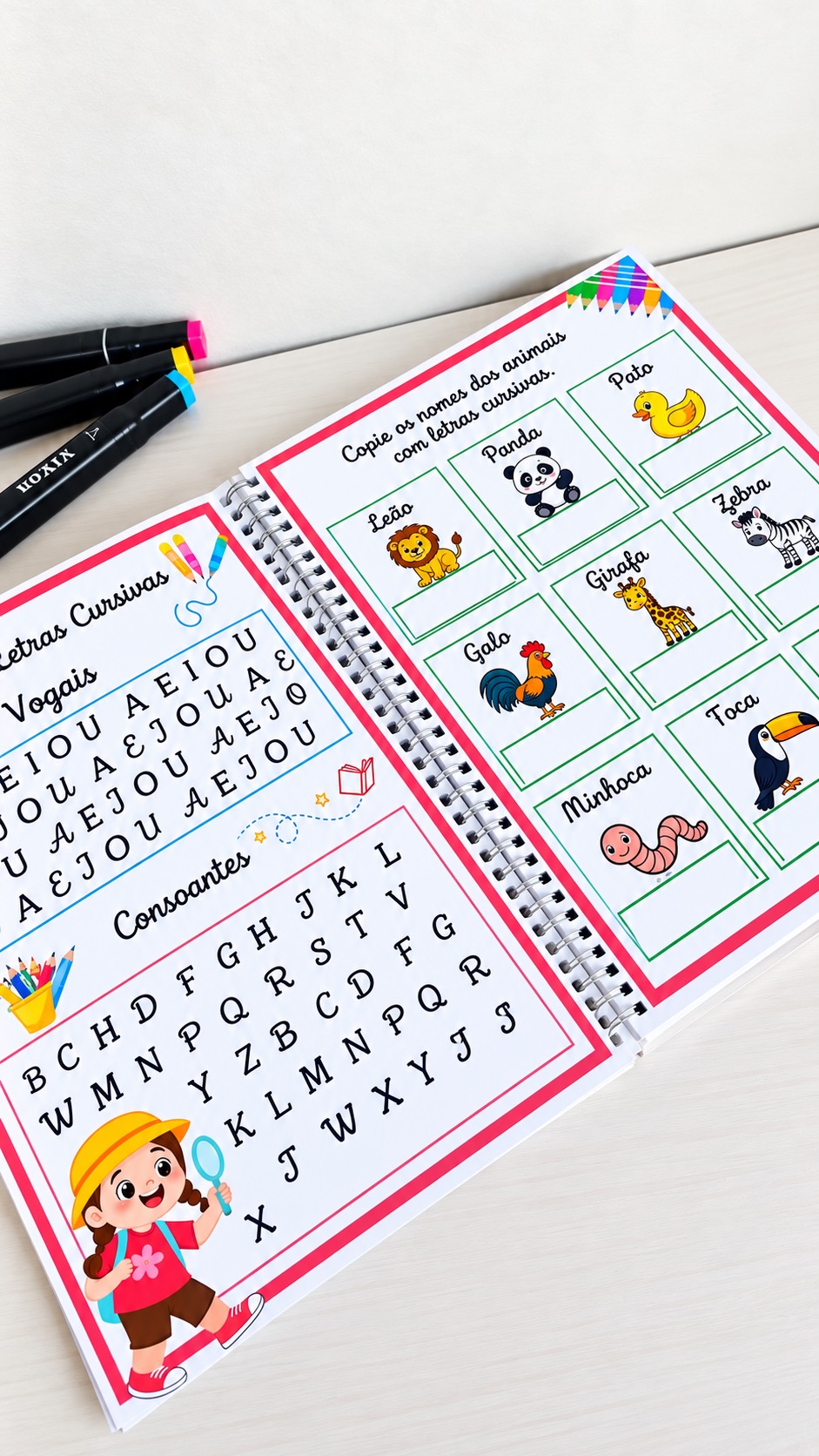 Atividades de Caligrafia Cursiva para Educação Infantil em PDF — amostra 4: Material de caligrafia cursiva em PDF com…