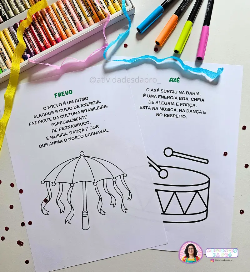 Atividades de Carnaval: Kit Ritmos Carnavalescos em PDF — amostra 3: Como usar em sala de aula