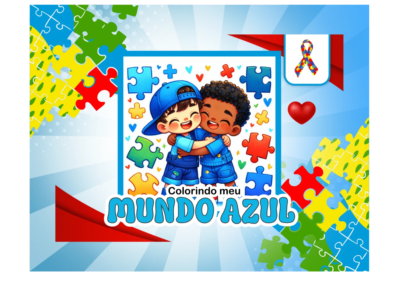 🧩💙 ATIVIDADES DE COLORIR – AUTISMO 💙🧩 — amostra 1: Colorir também pode ser uma forma de acolher, incluir e aprender
