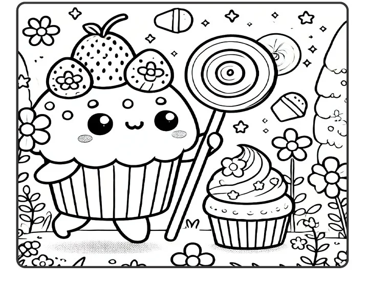 🍭🧁 ATIVIDADES DE COLORIR – DOCINHOS FOFOS 🍩💕 — amostra 2: Uma coleção simplesmente deliciosa de colorir