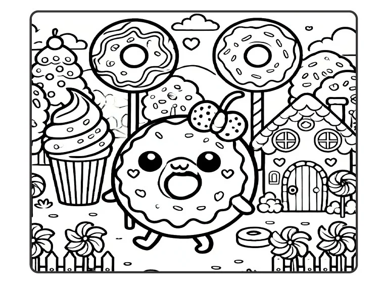 🍭🧁 ATIVIDADES DE COLORIR – DOCINHOS FOFOS 🍩💕 — amostra 4: Uma coleção simplesmente deliciosa de colorir