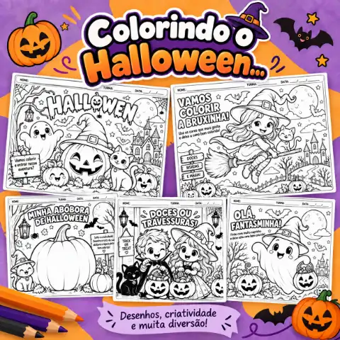 Atividades de colorir sobre o Halloween: 10 atividades! — capa do material