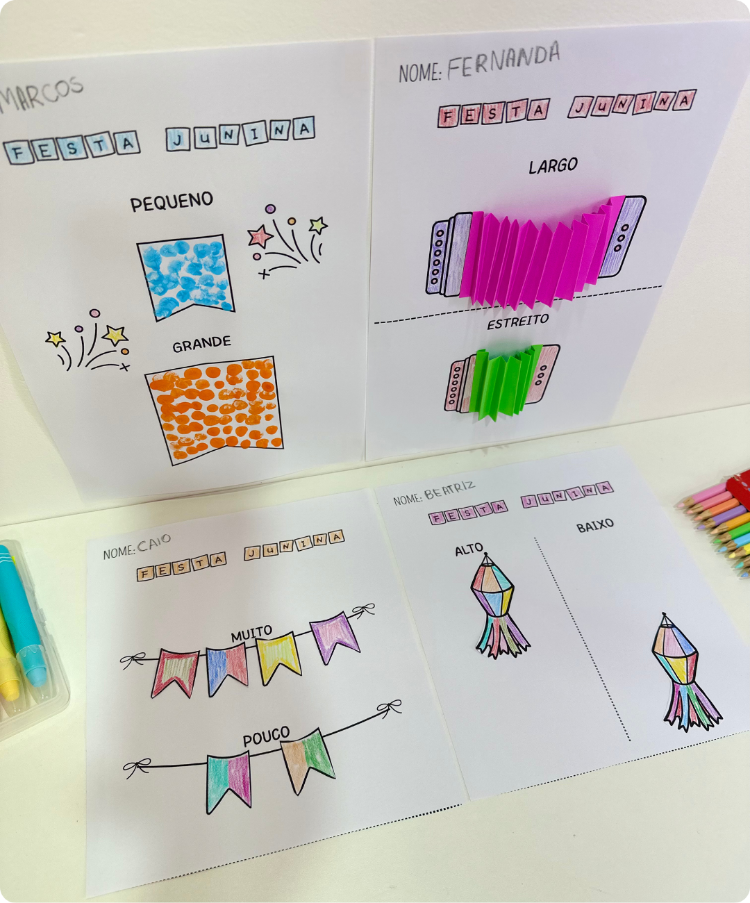 Atividades de conceitos juninos para imprimir – Educação Infantil — amostra 1: Comparações com tema junino para trabalhar…