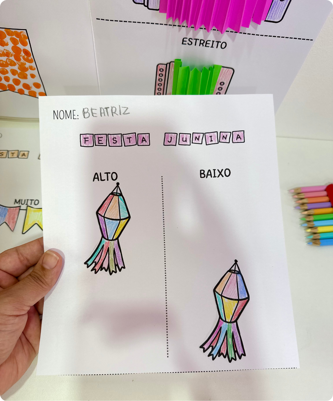 Atividades de conceitos juninos para imprimir – Educação Infantil — amostra 3: Quais conteúdos estão no PDF