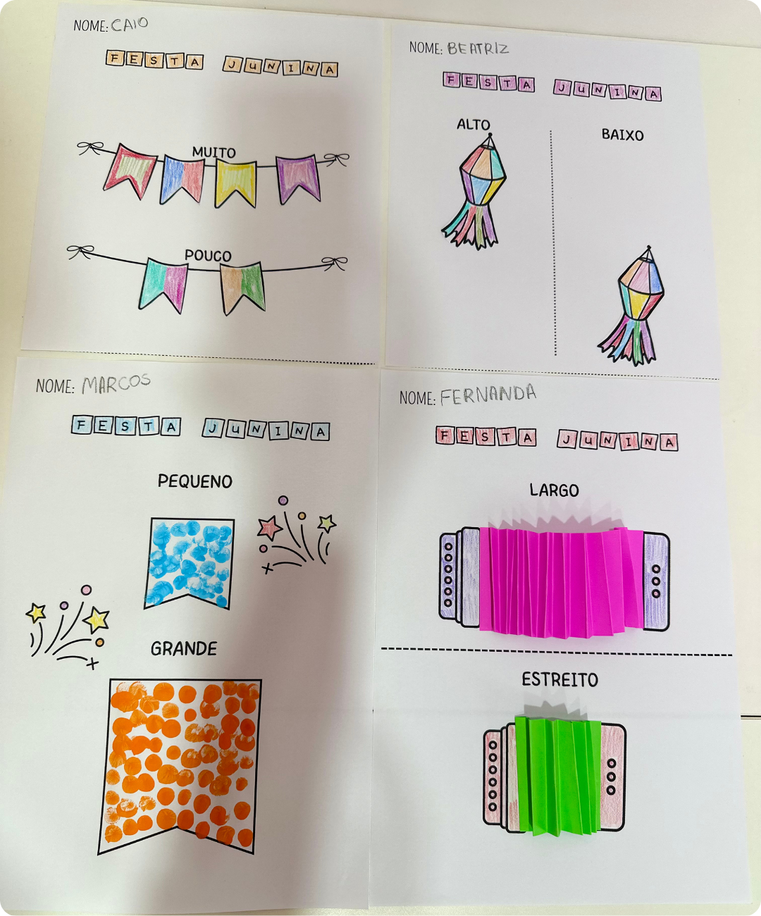 Atividades de conceitos juninos para imprimir – Educação Infantil — amostra 7: Explore comparações com o tema Festa Junina…