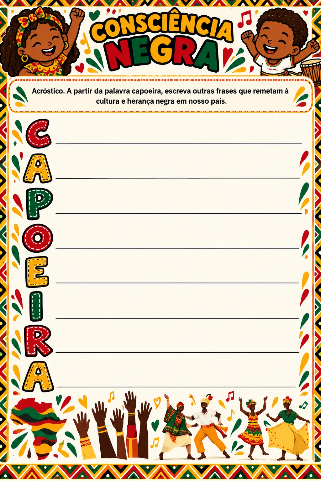 Atividades de Consciência Negra para Ensino Fundamental — amostra 6: Material com atividades de Consciência Negra,…