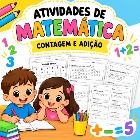 Atividades de contagem e adição com círculos para imprimir — capa do material