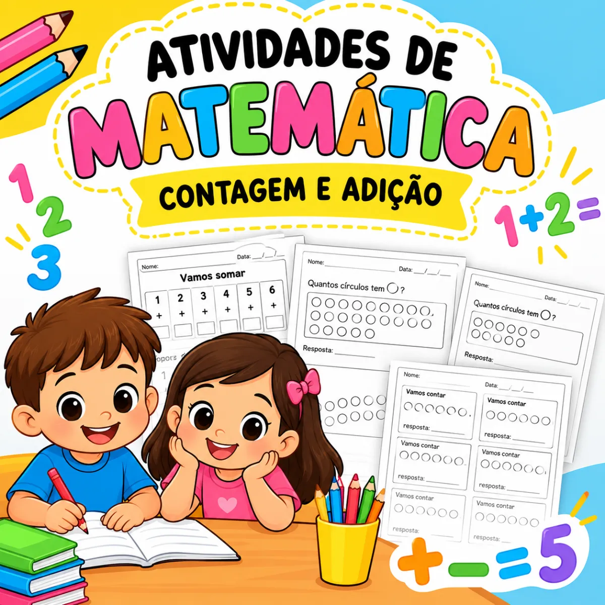 Atividades de contagem e adição com círculos para imprimir — Atividades para Ensino Fundamental I (1º–5º): Trabalhe a…