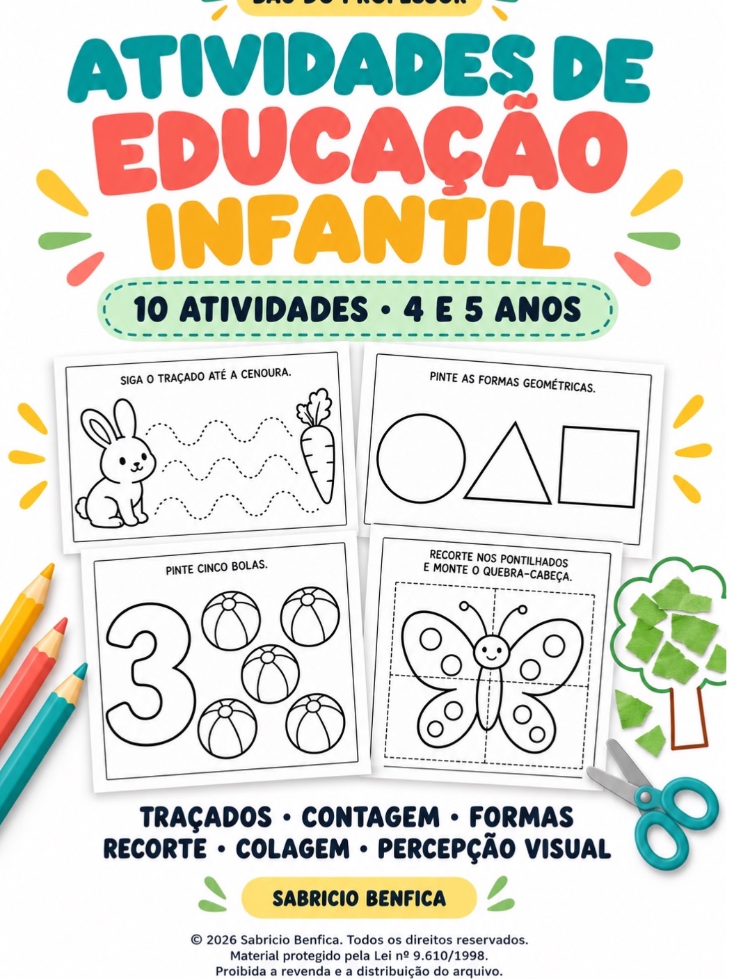 Atividades de Educação Infantil 4 e 5 Anos – 10 Atividades em PDF — capa do material