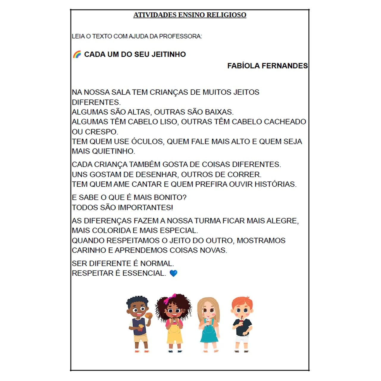 ATIVIDADES DE ENSINO RELIGIOSO 1º ANO DE ACORDO COM A BNCC. — amostra 3: Atividades lúdicas e interessantes que realmente…
