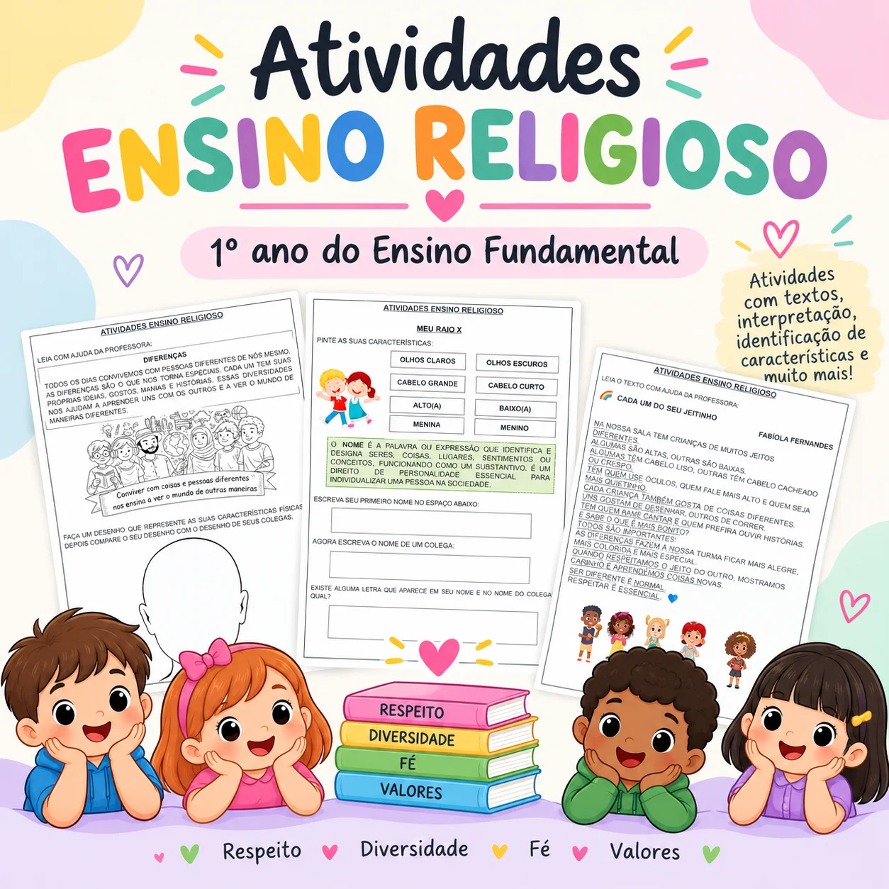 ATIVIDADES DE ENSINO RELIGIOSO 1º ANO DE ACORDO COM A BNCC. — capa do material