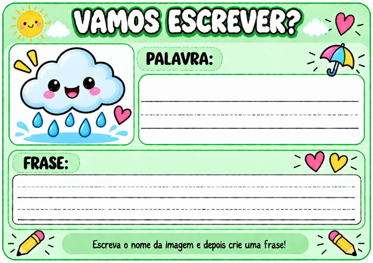 Atividades de Escrita e Produção de Frases| Alfabetização Infantil — amostra 2: Escrita e Produção de Frases para…