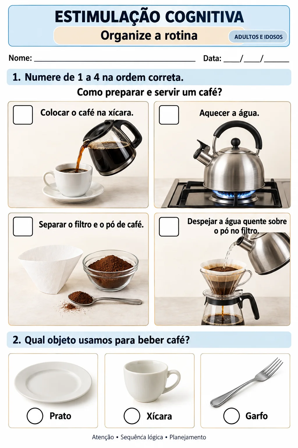 Atividades de Estimulação Cognitiva: Memória e Visual Sequência Lógica — amostra 2: Para quem este material é indicado?