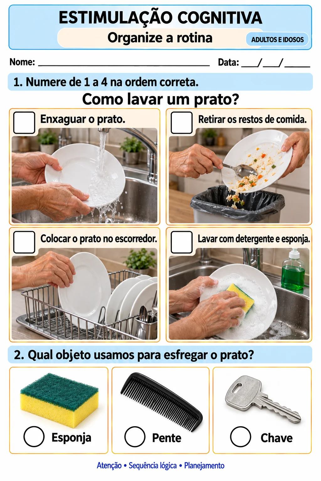 Atividades de Estimulação Cognitiva: Memória e Visual Sequência Lógica — amostra 3: A apostila pode auxiliar professores e…