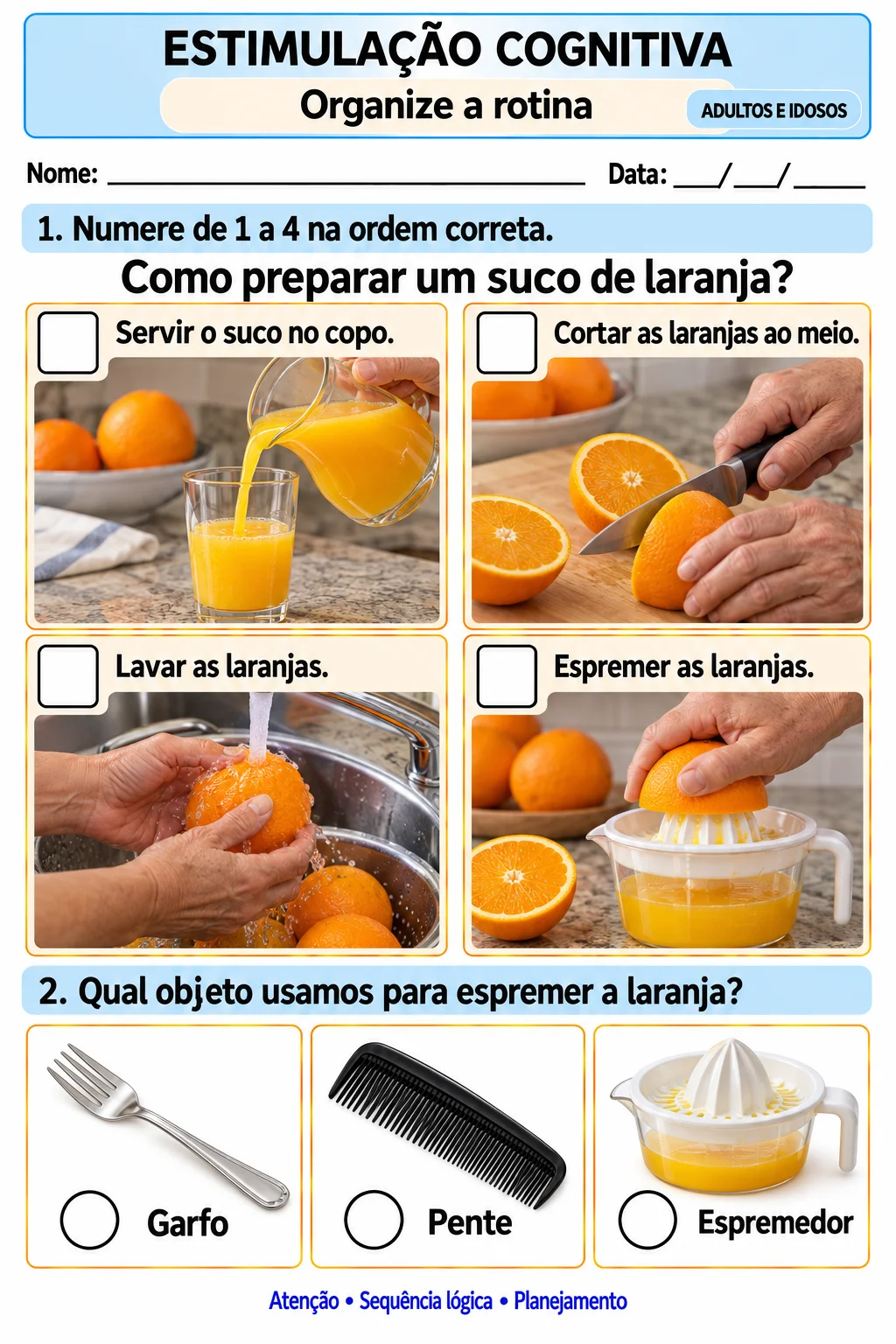 Atividades de Estimulação Cognitiva: Memória e Visual Sequência Lógica — amostra 6: Por que trabalhar a sequência lógica da…