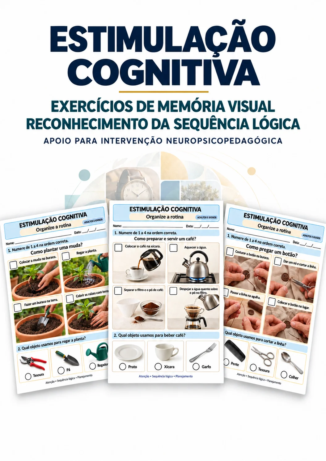 Atividades de Estimulação Cognitiva: Memória e Visual Sequência Lógica — Português para Todas as séries: Apostila para…