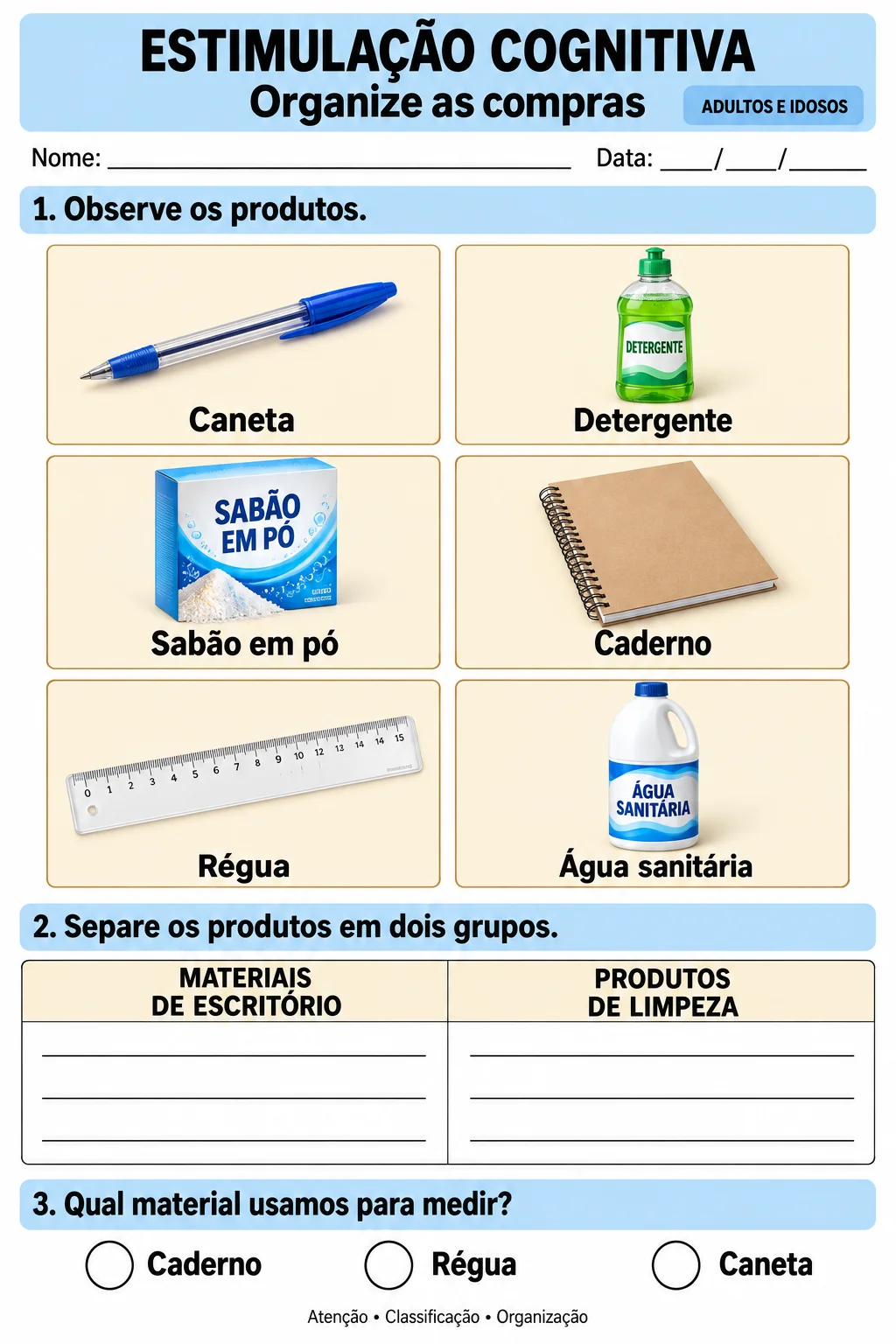 Atividades de Estimulação Cognitiva para Intervenção - TEA, DI e TDAH — amostra 1: Apostila para Estimulação Cognitiva