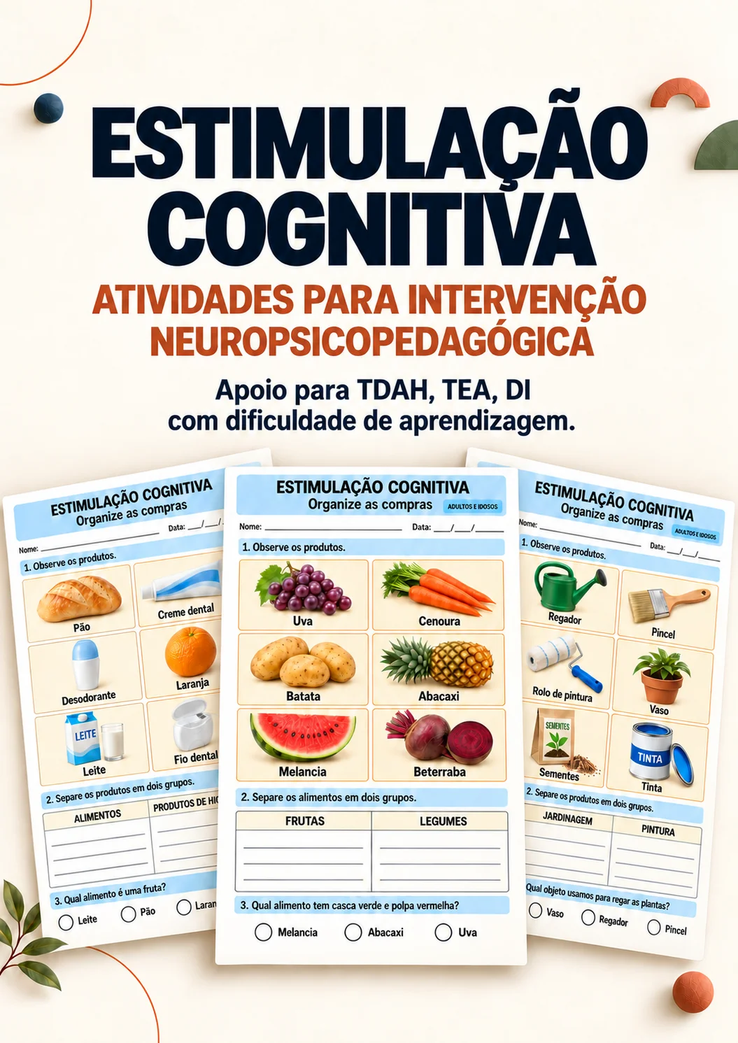 Atividades de Estimulação Cognitiva para Intervenção - TEA, DI e TDAH — Português para Todas as séries: Apostilas para…
