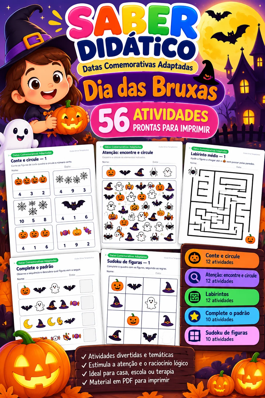 Atividades de Halloween: educação infantil — amostra 1: PDF com 56 atividades de Halloween para imprimir, incluindo…