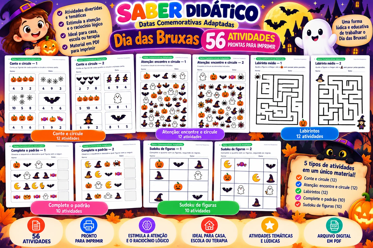 Atividades de Halloween: educação infantil — Matemática para Educação Infantil: PDF com 56 atividades de Halloween para…
