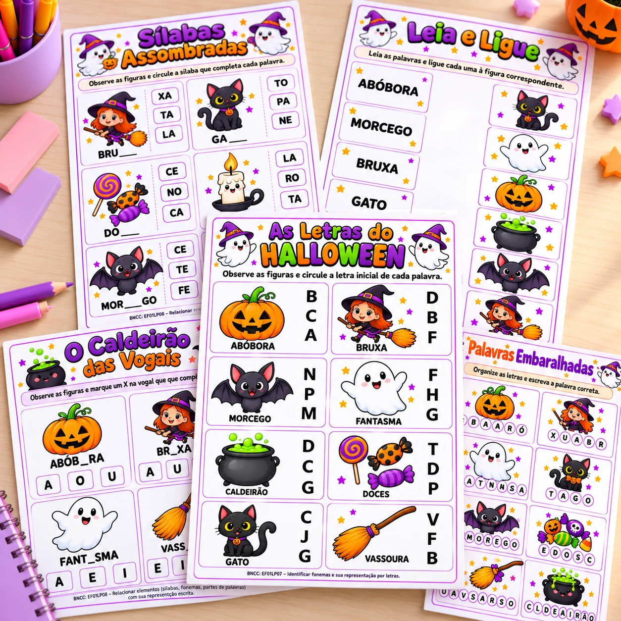 Atividades de Halloween para Imprimir – Kit Para 1º e 2º Ano — amostra 2: O que está incluso?