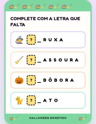 Atividades de Halloween para imprimir – Letramento infantil — amostra 2: O que vem no material