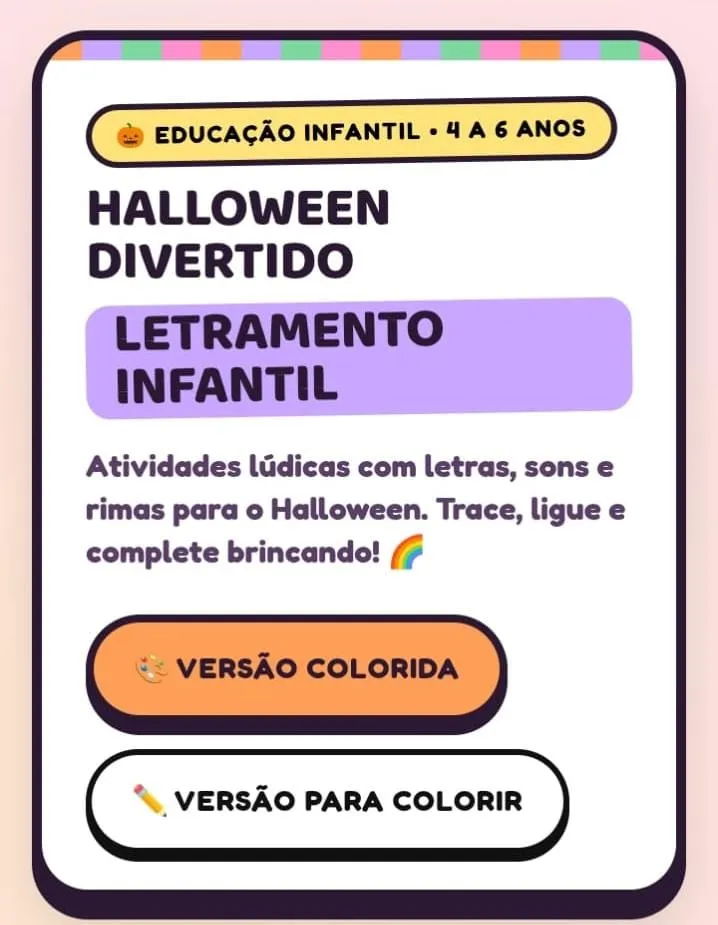 Atividades de Halloween para imprimir – Letramento infantil — Atividades para Educação Infantil: Atividades lúdicas de…