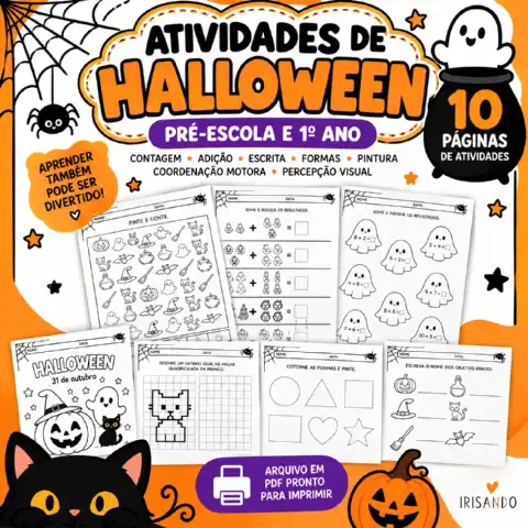 Atividades de Halloween – Pré-escola e 1º Ano — capa do material