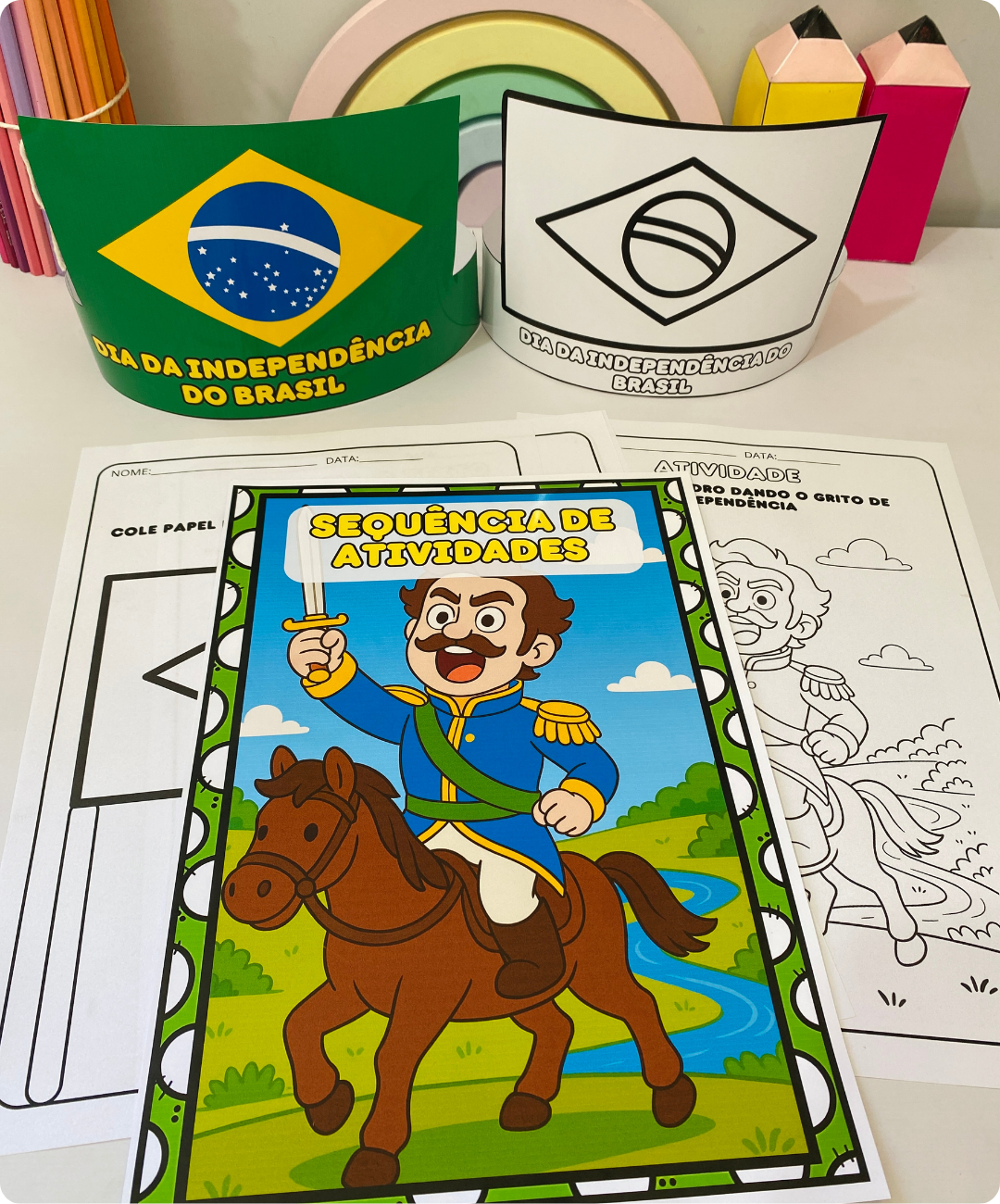 Atividades de Independência do Brasil para imprimir — amostra 3: Recursos incluídos no PDF
