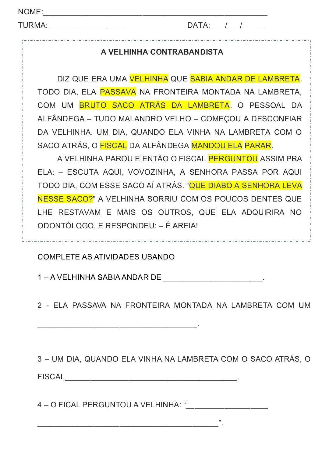 ATIVIDADES DE LEITURA E COMPREENSÃO PARA 6° AO 9° ANO E EJA — amostra 1: Caderno 2 – Recomposição da Aprendizagem foi… ATIVIDADES DE LEITURA E COMPREENSÃO PARA 6° AO 9° ANO E EJA — amostra 1: Caderno 2 – Recomposição da Aprendizagem foi…