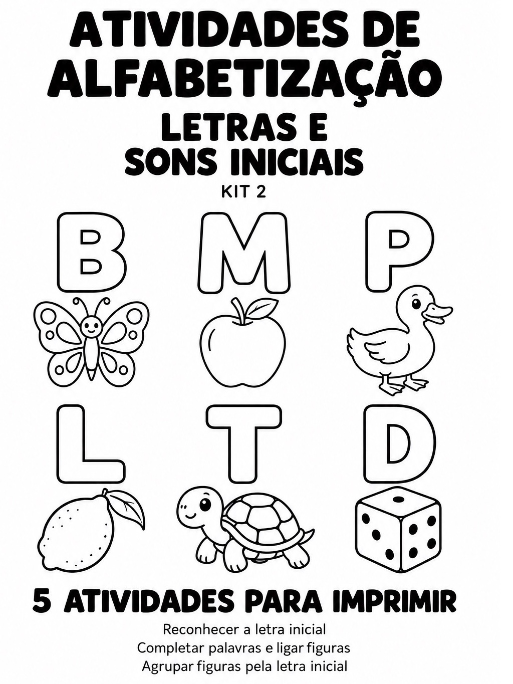 Atividades de Letra Inicial para Alfabetização – Kit 2 — capa do material