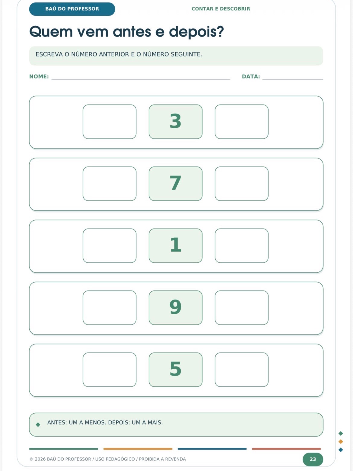 Atividades de Matemática 1º Ano: Números de 0 a 10 + Jogos — amostra 6: 40 páginas de matemática com números de 0 a 10,… Atividades de Matemática 1º Ano: Números de 0 a 10 + Jogos — amostra 6: 40 páginas de matemática com números de 0 a 10,…