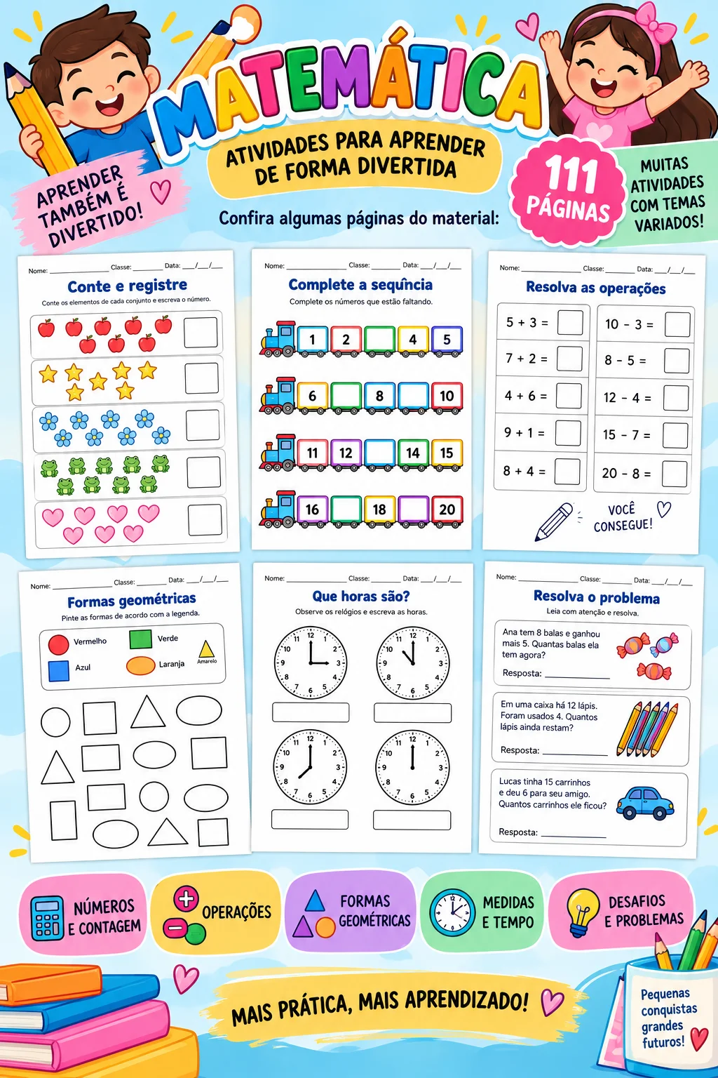 Atividades de Matemática – 111 Páginas — capa do material
